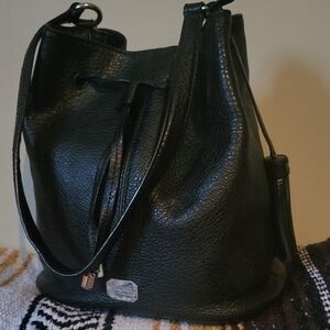 Lauren Ralph Lauren Black Leather Backpack